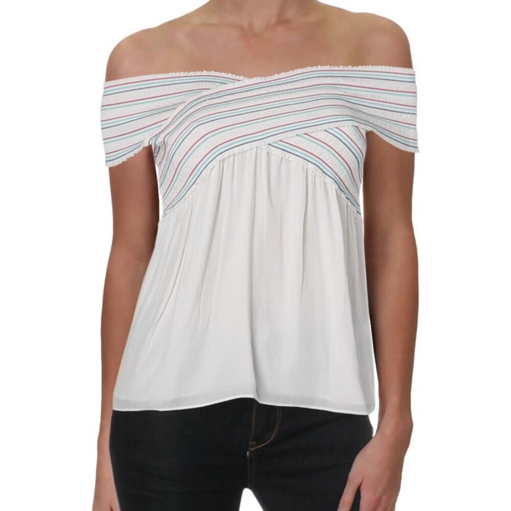 Ramy Brook NWT Women's Ivory CHARLEY Off-the-Shoulder Blouse, Size Small